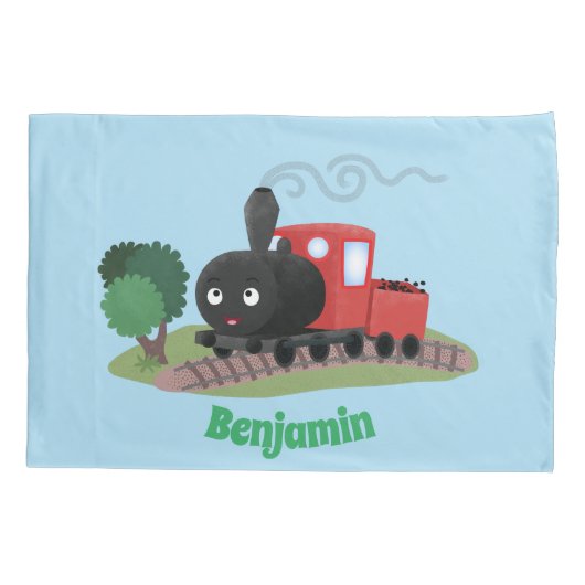 Cute stoomtrein cartoon illustratie kussensloop (Achterkant)