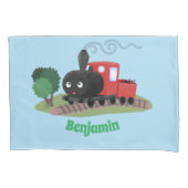 Cute stoomtrein cartoon illustratie kussensloop (Voorkant)