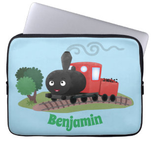 Cute stoomtrein cartoon illustratie laptop sleeve