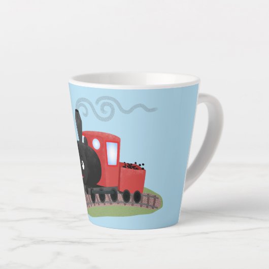 Cute stoomtrein cartoon illustratie latte mok (Rechterhoek)