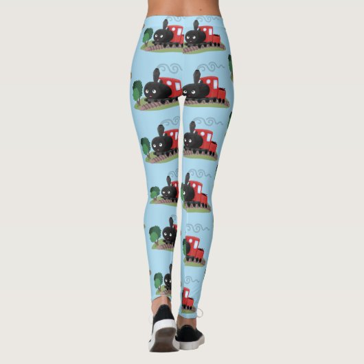 Cute stoomtrein cartoon illustratie leggings (Achterkant)