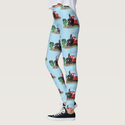 Cute stoomtrein cartoon illustratie leggings (Links)