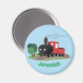 Cute stoomtrein cartoon illustratie magneet (Voorkant / Achterkant)