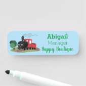 Cute stoomtrein cartoon illustratie naamplaatje (In situ)