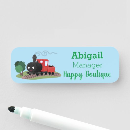Cute stoomtrein cartoon illustratie naamplaatje (In situ)