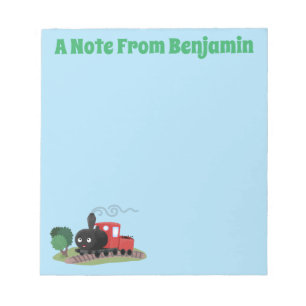 Cute stoomtrein cartoon illustratie notitieblok