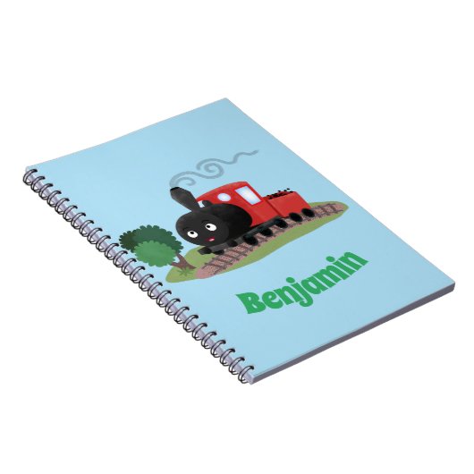 Cute stoomtrein cartoon illustratie notitieboek (Rechterzijde)