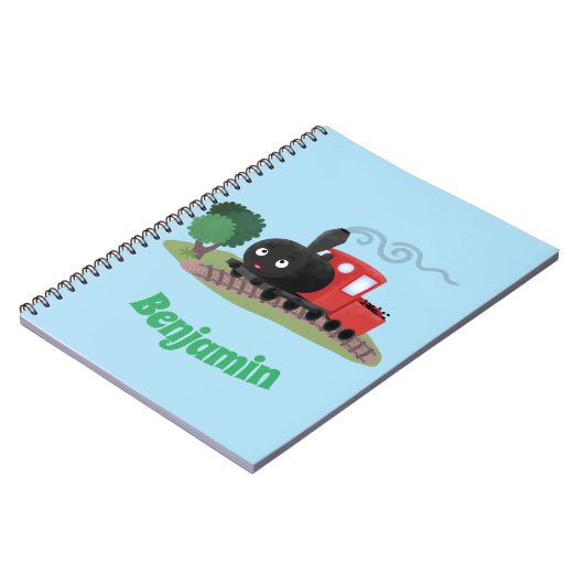 Cute stoomtrein cartoon illustratie notitieboek (Linkerzijde)