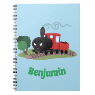 Cute stoomtrein cartoon illustratie notitieboek