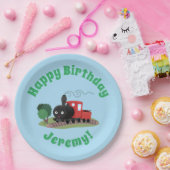 Cute stoomtrein cartoon illustratie papieren bordje (Feest)