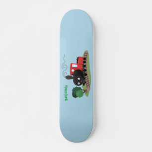 Cute stoomtrein cartoon illustratie persoonlijk skateboard