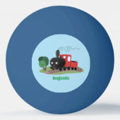 Cute stoomtrein cartoon illustratie pingpongbal (Achterkant)