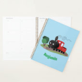 Cute stoomtrein cartoon illustratie planner (Display)