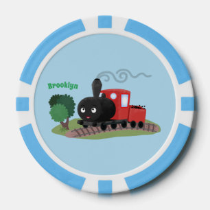Cute stoomtrein cartoon illustratie poker chips