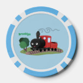 Cute stoomtrein cartoon illustratie poker chips (Achterkant)