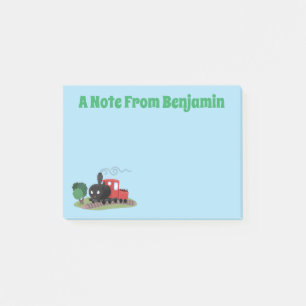 Cute stoomtrein cartoon illustratie post-it® notes