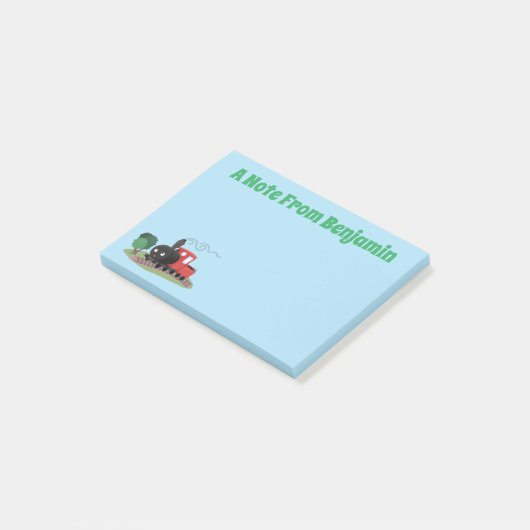 Cute stoomtrein cartoon illustratie post-it® notes (Schuin)
