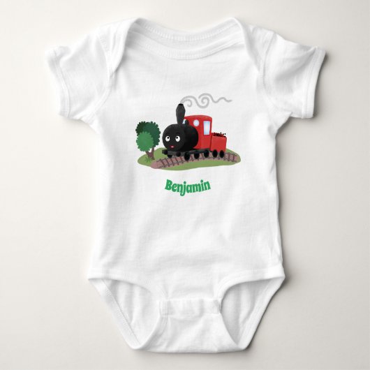 Cute stoomtrein cartoon illustratie romper (Voorkant)