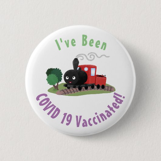 Cute stoomtrein cartoon illustratie ronde button 5,7 cm (Voorkant)