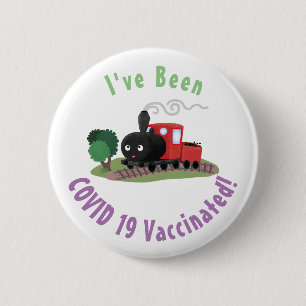 Cute stoomtrein cartoon illustratie ronde button 5,7 cm