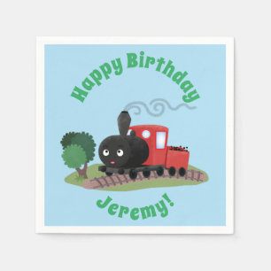 Cute stoomtrein cartoon illustratie servet