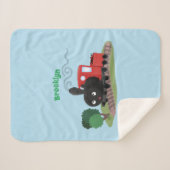 Cute stoomtrein cartoon illustratie sherpa deken (Voorkant (horizontaal))