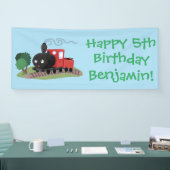 Cute stoomtrein cartoon illustratie spandoek (Beurs)