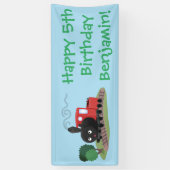 Cute stoomtrein cartoon illustratie spandoek (Verticaal)