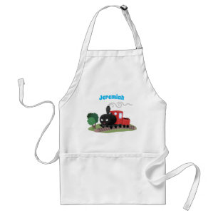 Cute stoomtrein cartoon illustratie standaard schort