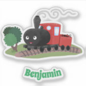 Cute stoomtrein cartoon illustratie sticker (Voorkant)