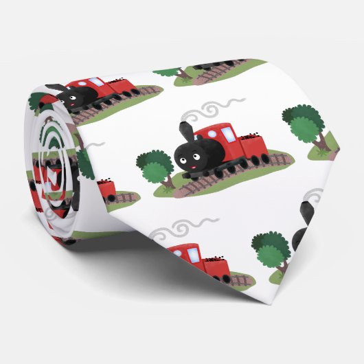 Cute stoomtrein cartoon illustratie stropdas (Opgerold)