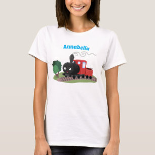 Cute stoomtrein cartoon illustratie t-shirt