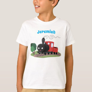 Cute stoomtrein cartoon illustratie t-shirt