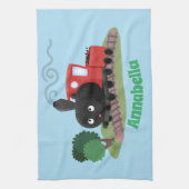Cute stoomtrein cartoon illustratie theedoek (Verticaal)