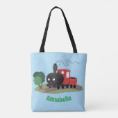Cute stoomtrein cartoon illustratie tote bag (Achterkant)