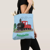 Cute stoomtrein cartoon illustratie tote bag (Dichtbij)