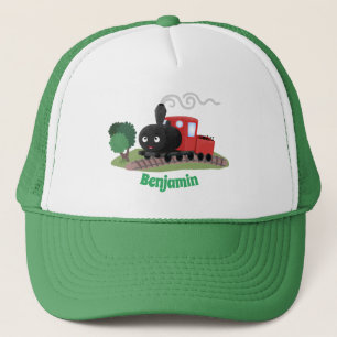 Cute stoomtrein cartoon illustratie trucker pet
