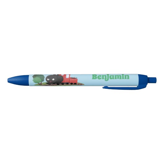 Cute stoomtrein cartoon illustratie zwarte inkt pen (Bodem)