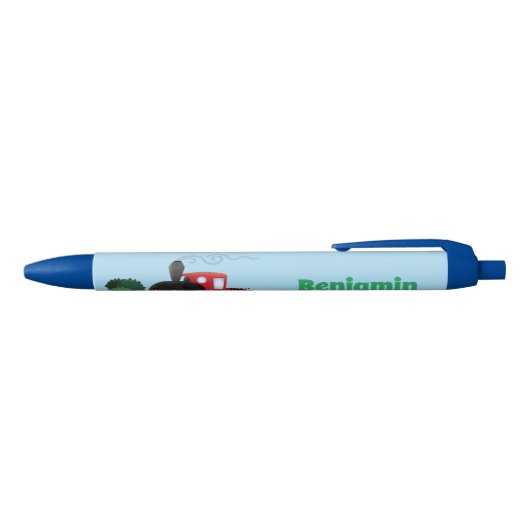 Cute stoomtrein cartoon illustratie zwarte inkt pen (Bovenkant)