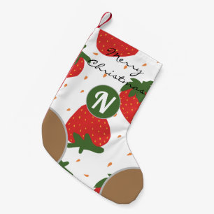 Cute storeberry red Monogrammed green stylish Xmas Kleine Kerstsok