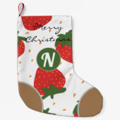 Cute storeberry red Monogrammed green stylish Xmas Kleine Kerstsok (Voorkant)