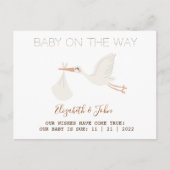 Cute Stork Aankondigingskaart (Voorkant)