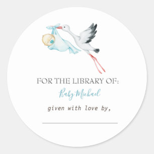 Cute Stork Baby Announcement Briefkaart Ronde Sticker