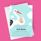 Cute Stork Baby Borrel Uitnodiging