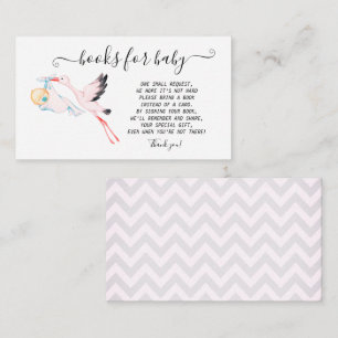 Cute Stork Baby Girl Zigzag Informatiekaartje