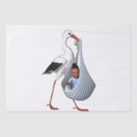 Cute Stork & Baby Modern Baby shower Tissuepapier (Voorkant)