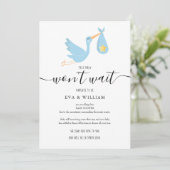 Cute Stork Baby shower Sprinkle Annuleren Card Kaart (Staand voorkant)