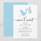 Cute Stork Baby shower Sprinkle Annuleren Card Kaart (Voorkant / Achterkant)