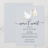 Cute Stork Baby shower Sprinkle Annuleren Card Kaart (Voorkant / Achterkant)