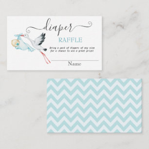 Cute Stork Baby Zigzag Diaper Raffle Informatiekaartje
